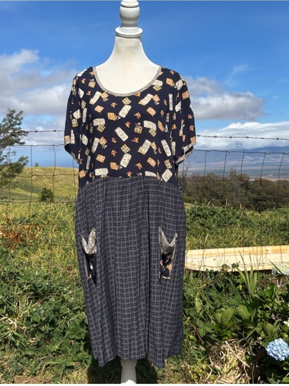 Vintage 90s Naturally Yours Hawaii Cottagecore Babyboll Trapeze Short Dress L